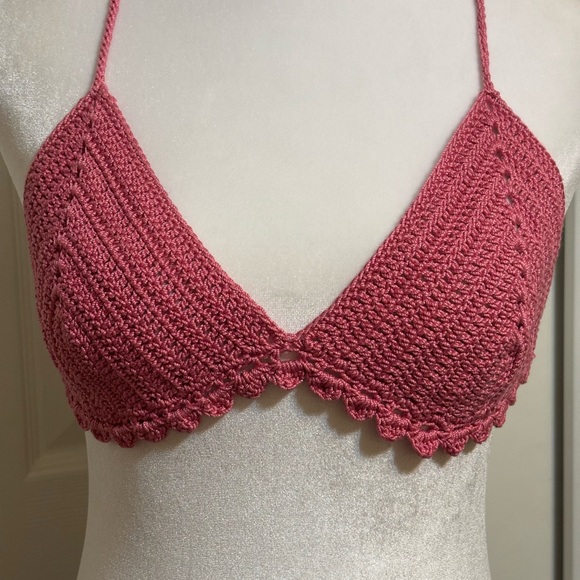Handmade Crocheted Bra Top Halter Bikini Top Boho Festival Fun - Picture 2 of 9